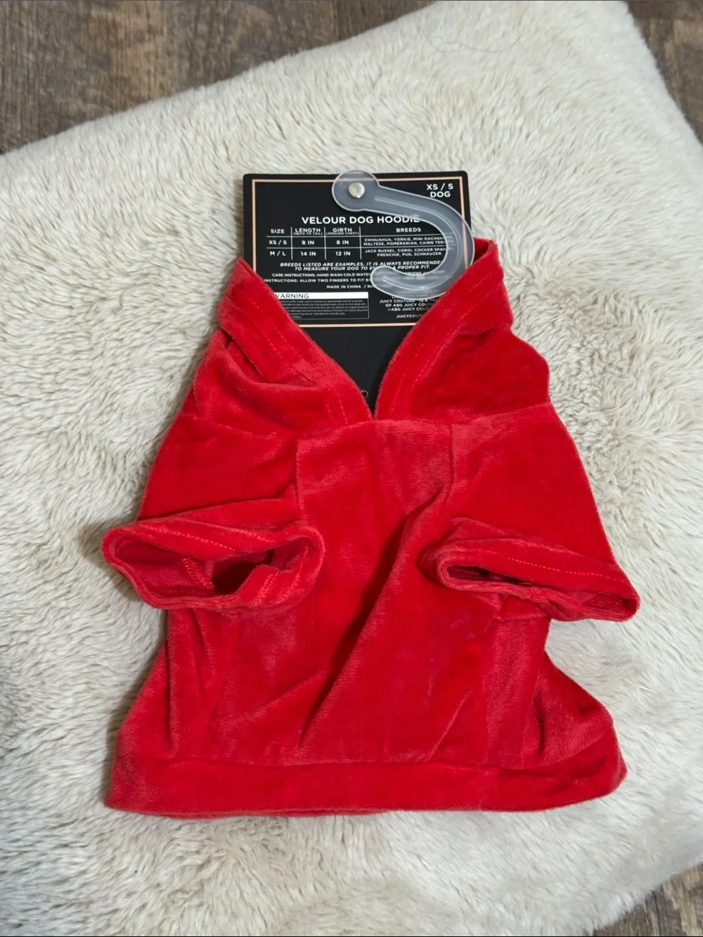 Juicy Couture XS Velour Dog Hoodie